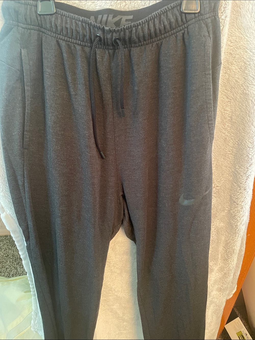 Nike Men's Dark Gray Athletic Joggers with Swoosh